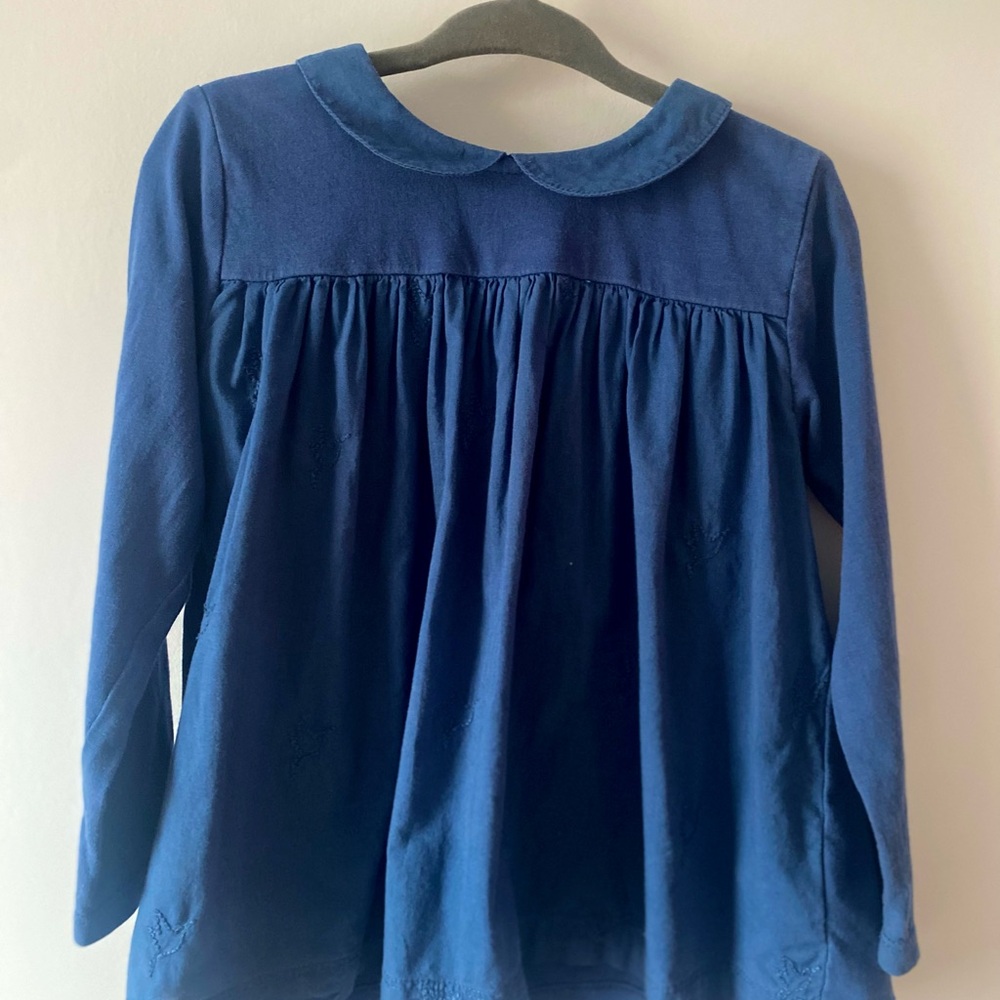 Bout’chou Blue Long Sleeve shirt with bird embroidery - 3T/4T